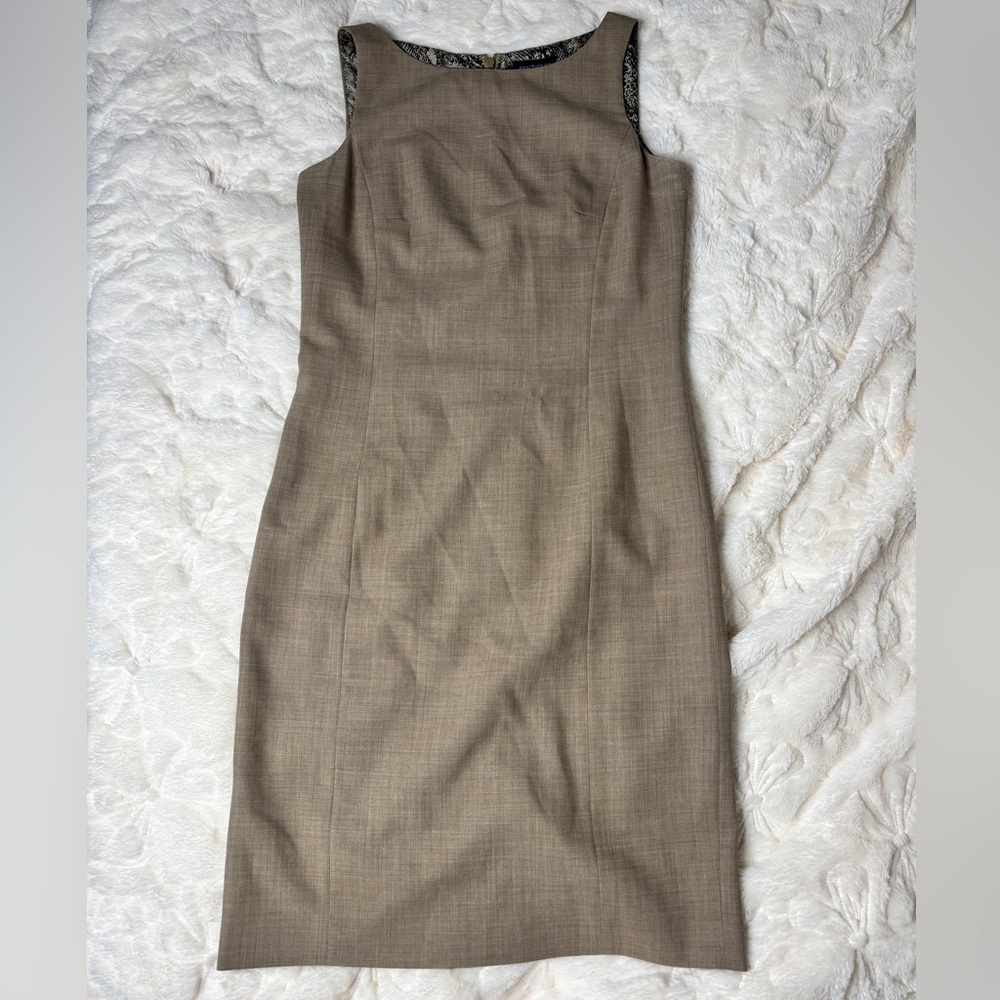 Ann Taylor Taupe Sleeveless Midi Dress